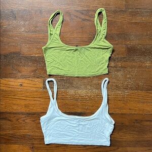 Two Shein Bralettes Green White Soft XS and Small Tops